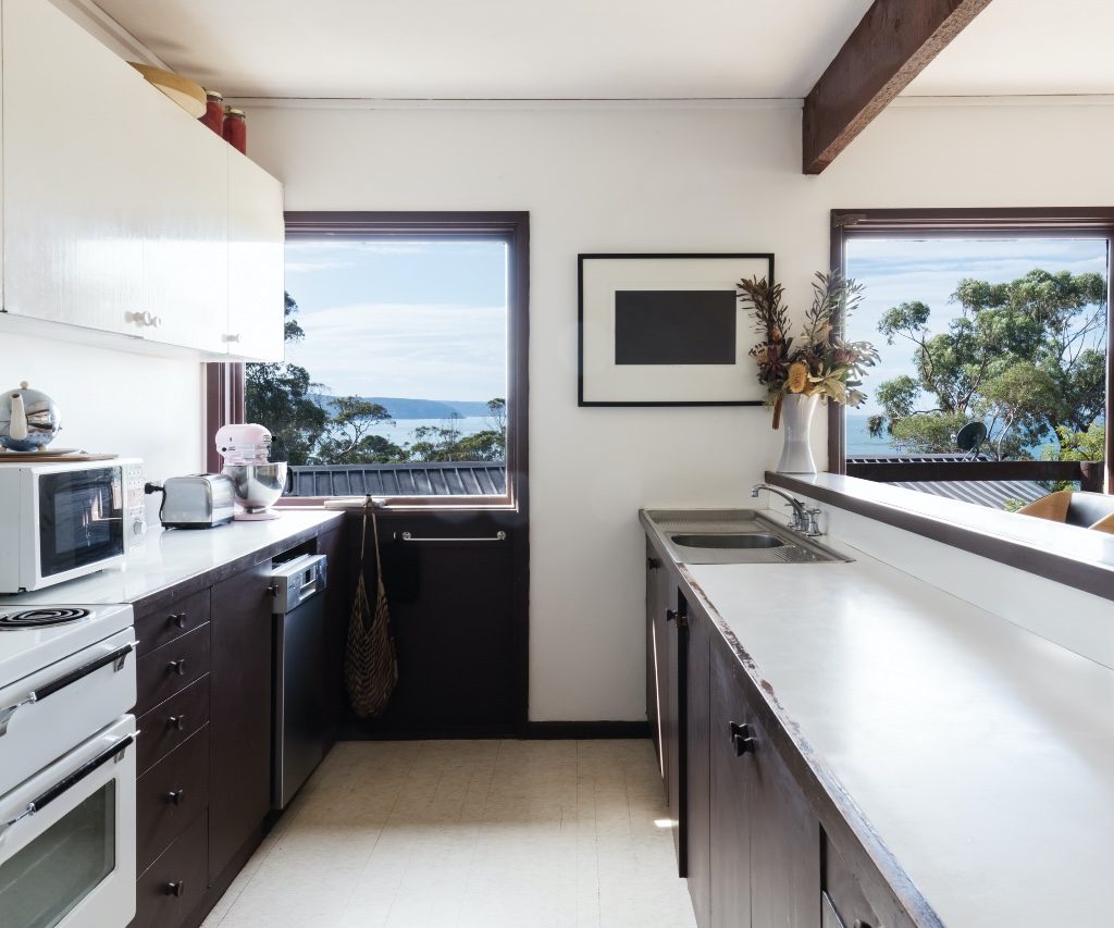 two-tone galley kitchen