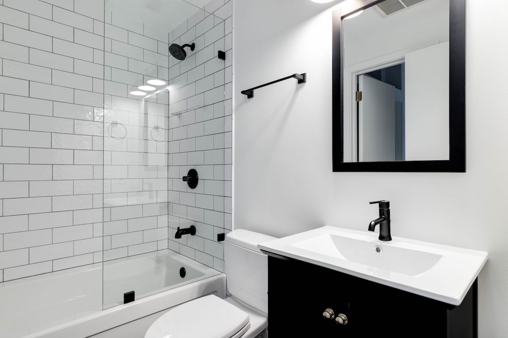 Small black and white bathroom design