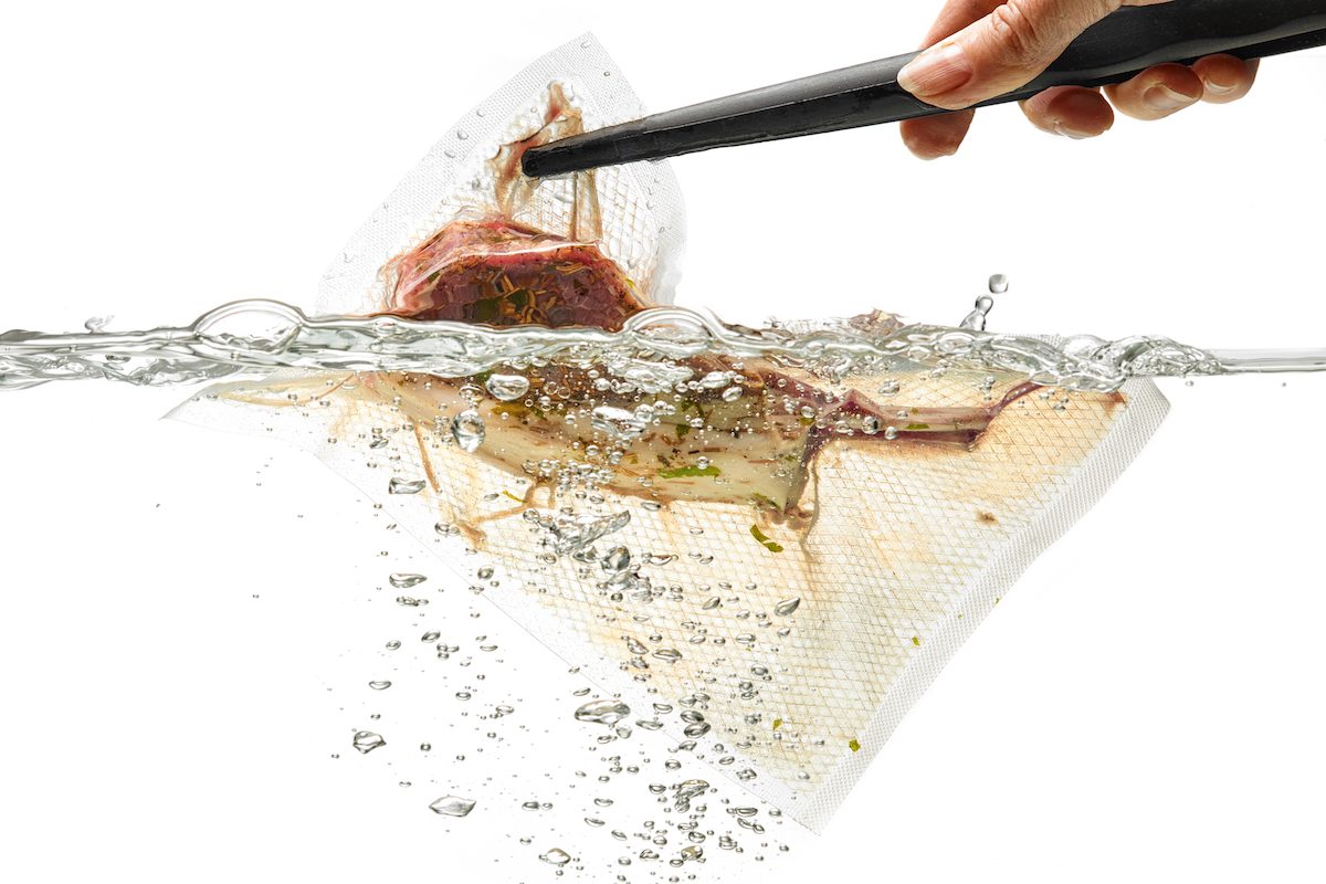 sous vide bag in water