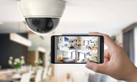 Home security camera system with phone footage