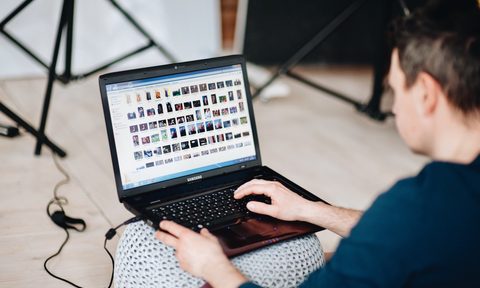 man working on laptop