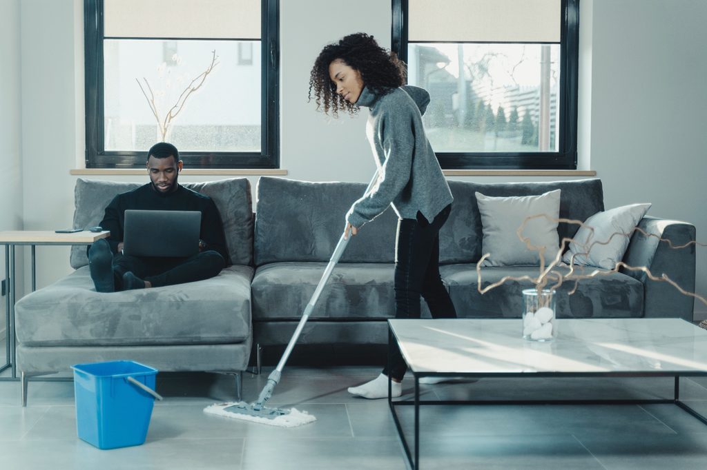 woman cleaning the floor