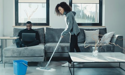 woman cleaning the floor