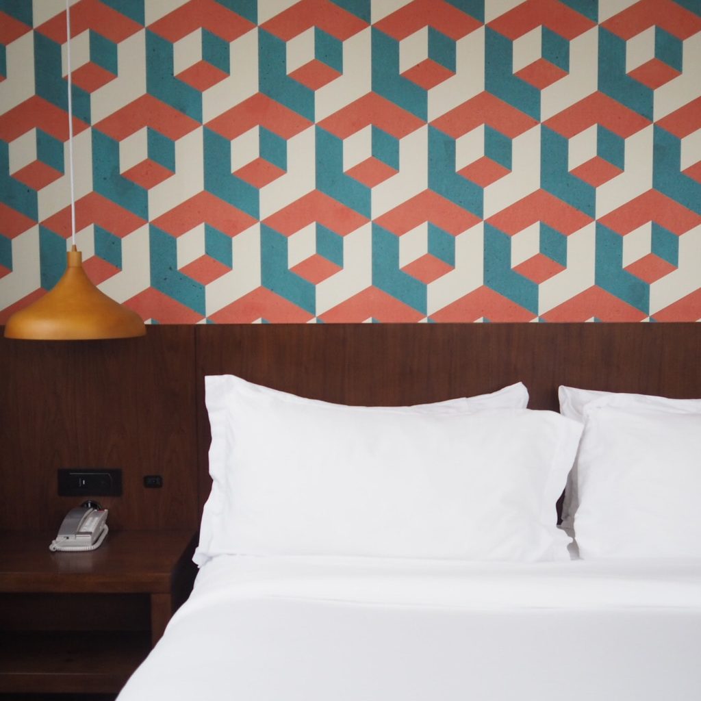 graphic wall in bedroom