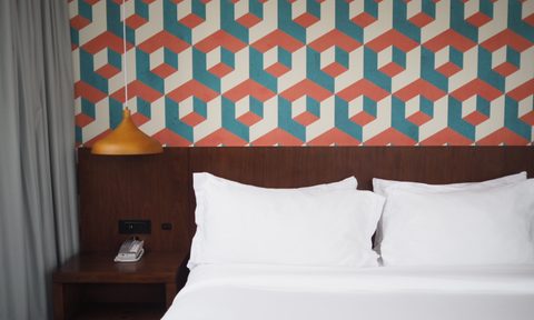 graphic wall in bedroom