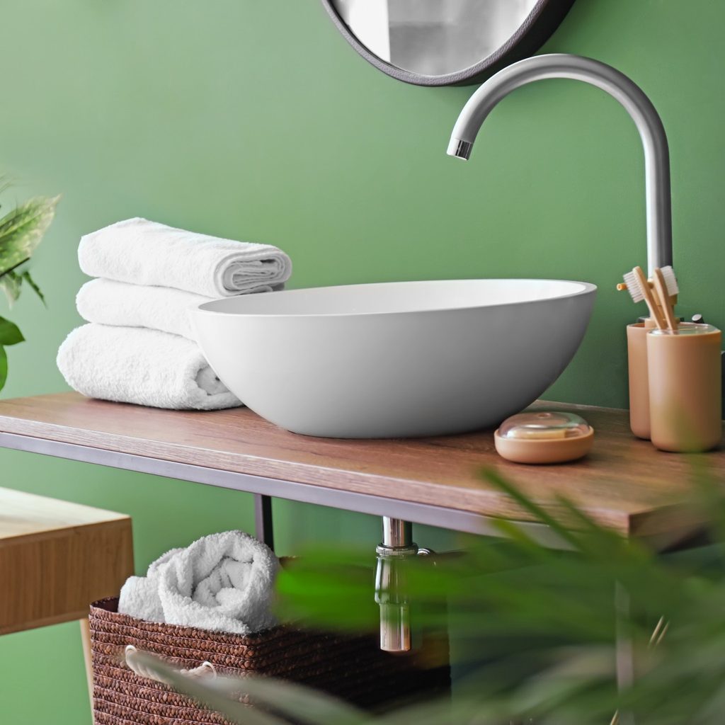 bathroom with green walls