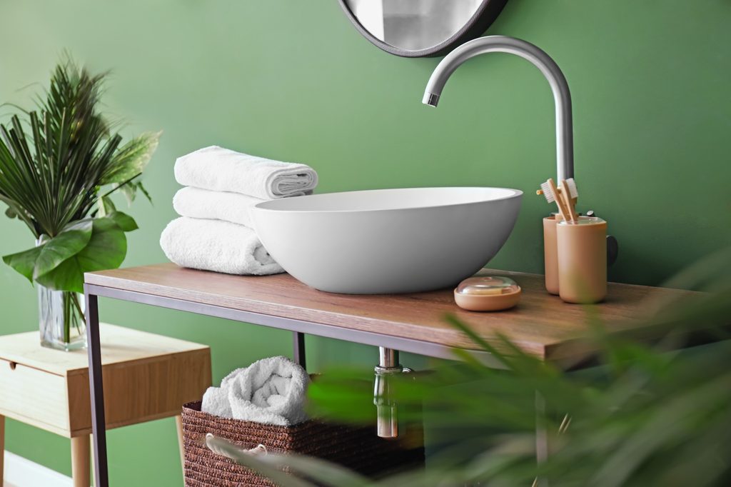 bathroom with green walls
