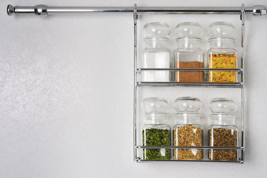 spice rack glass jars