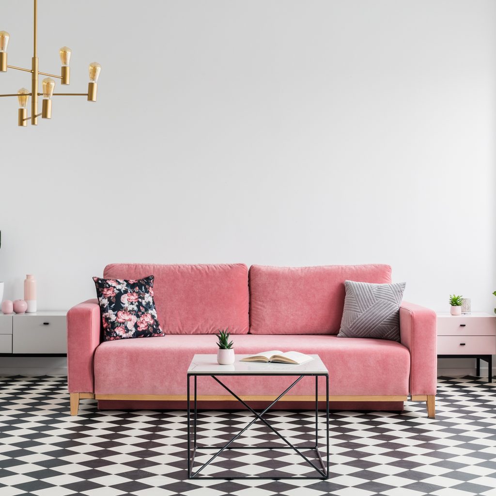 checkered living room floor tile