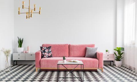 checkered living room floor tile