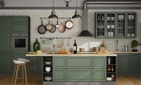 Green kitchen cabinets