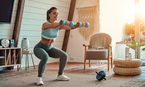 woman working out at home