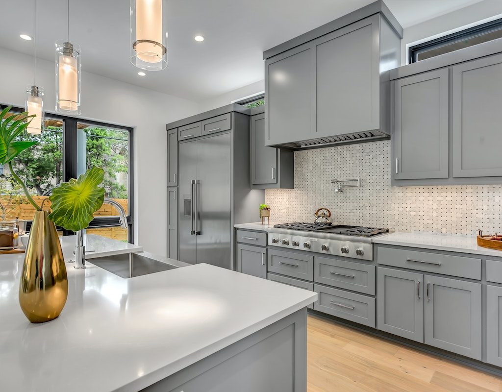 grey kitchen cabinets