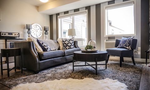 traditional living room with rug