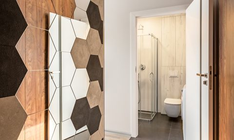 Mudroom with mirror