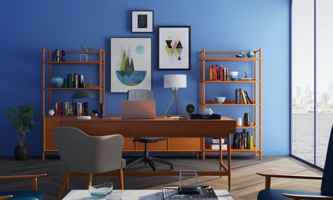 spacious office with seating area