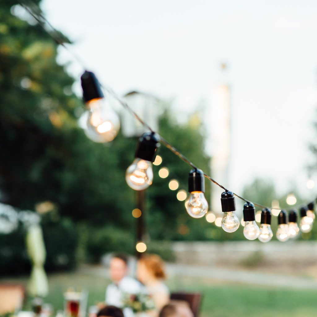 outdoor string and hanging lights on patio