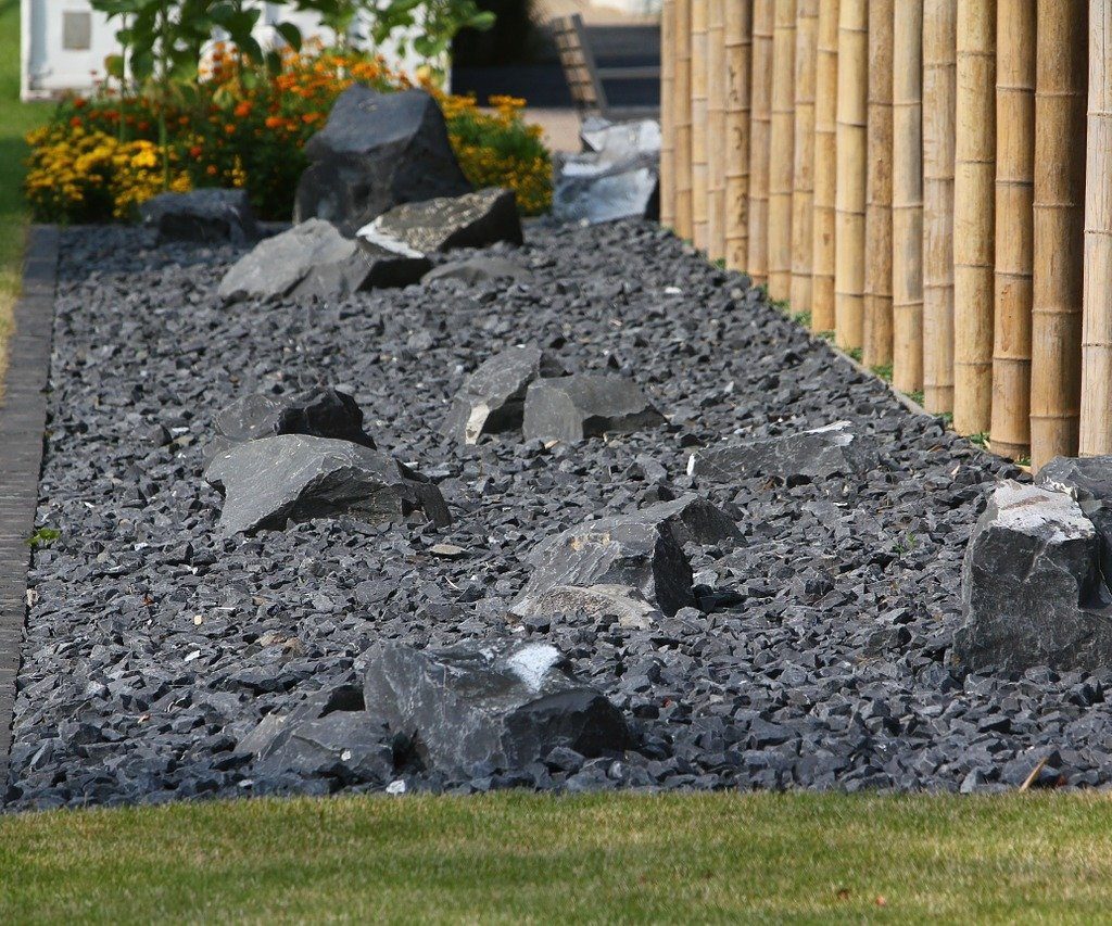 stone garden against wall