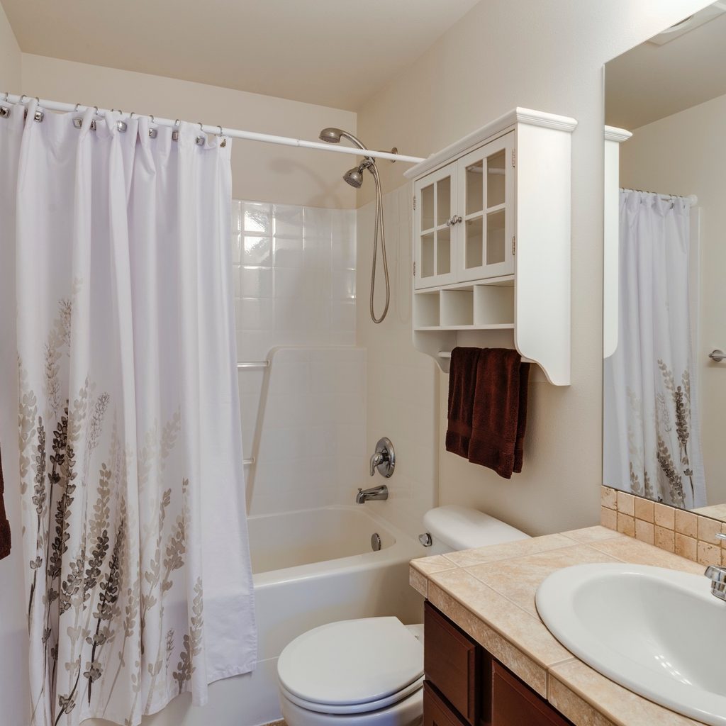 bathroom with shower curtain