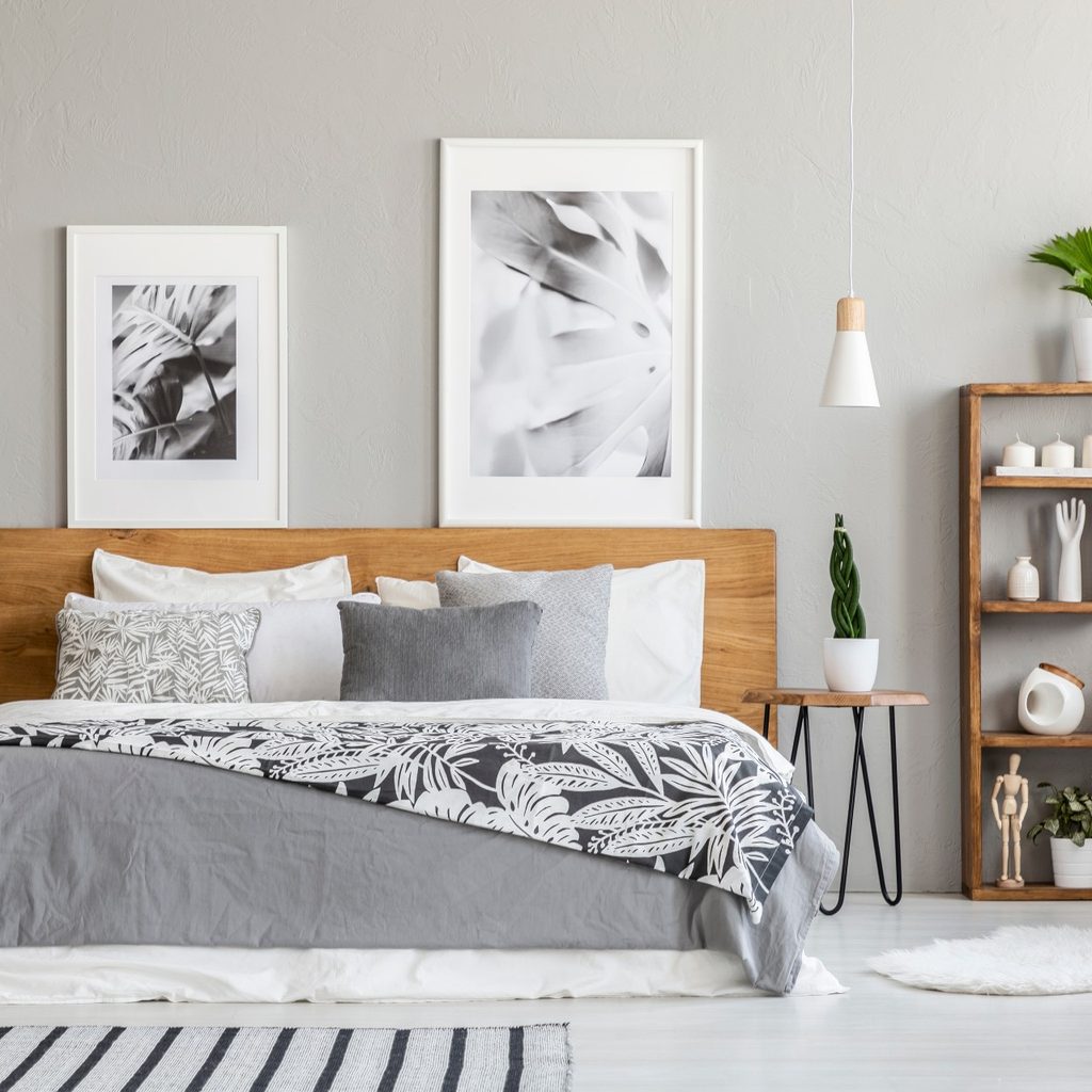gray and black bedroom