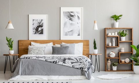 Gray and black bedroom