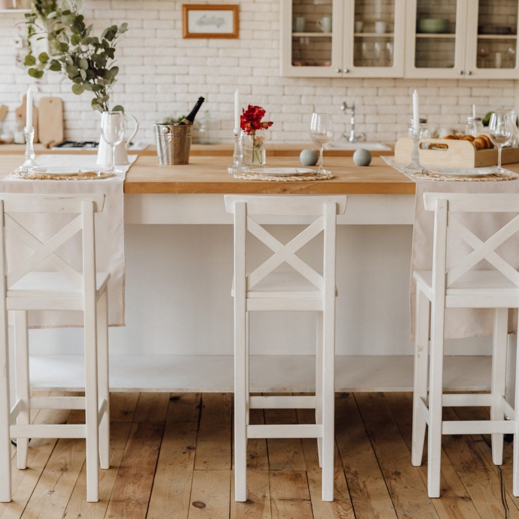 Kitchen island with stools