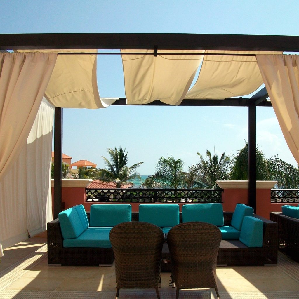 outdoor curtains on a frame