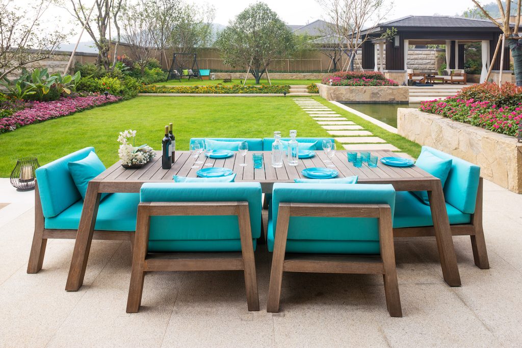 blue patio set