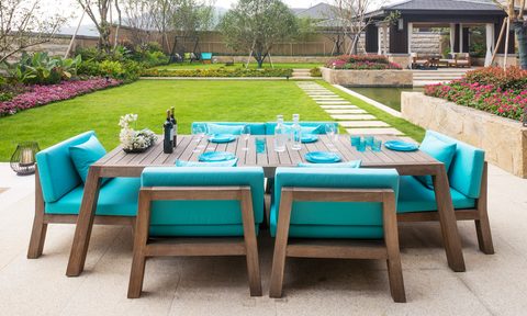 blue patio set