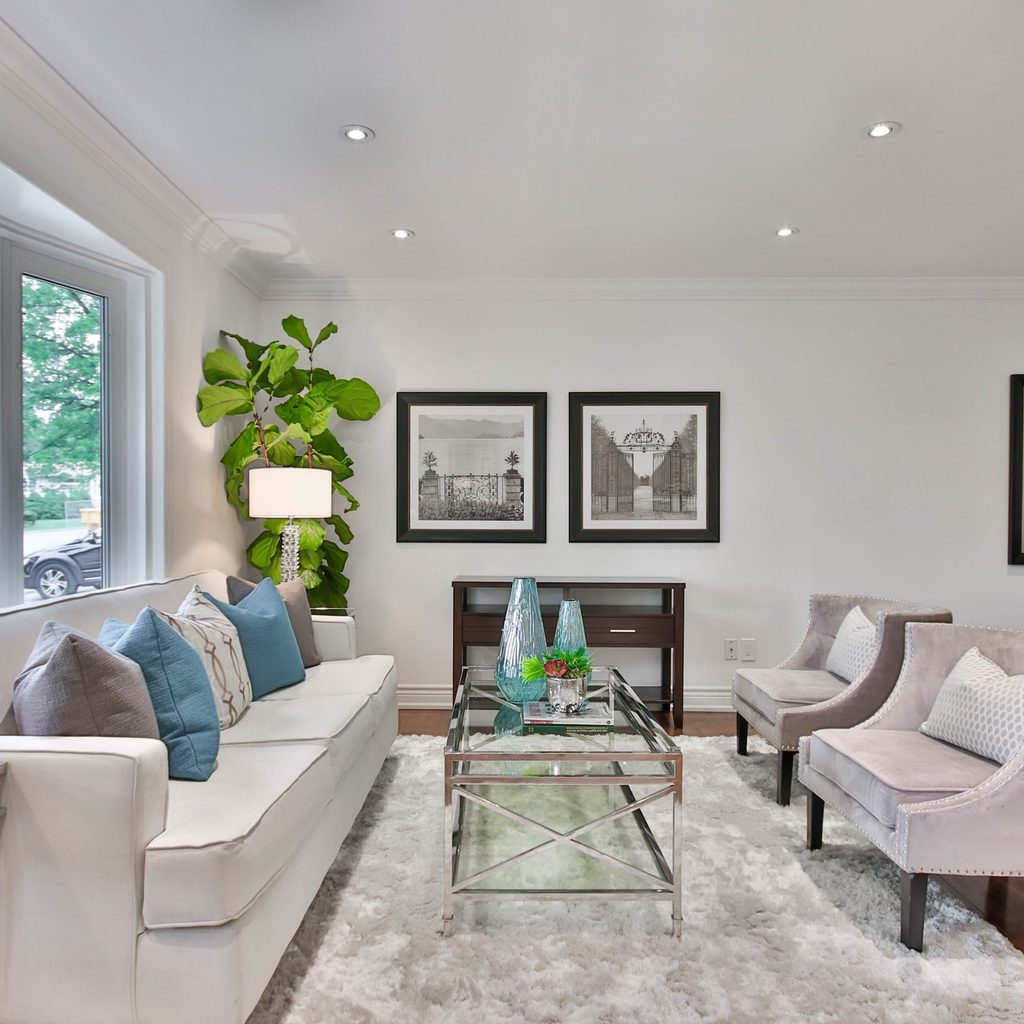 staged neutral living room