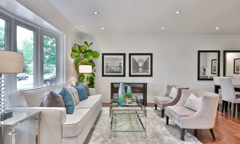 staged neutral living room