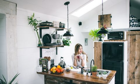 Appliance storage on shelves