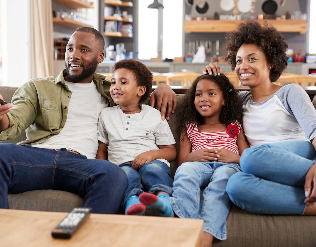 family watching movie