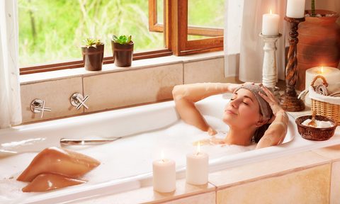 woman taking bath