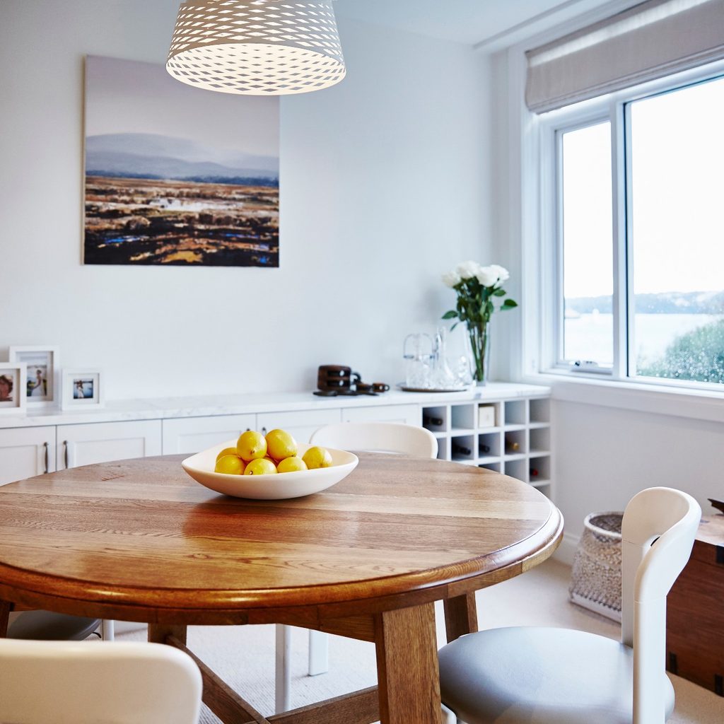 dining room with fruit on table
