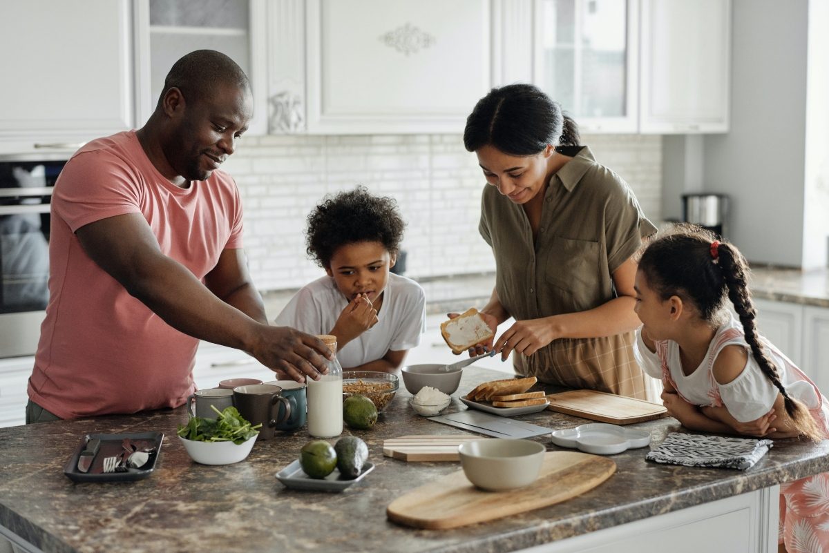 family cooking dinner together