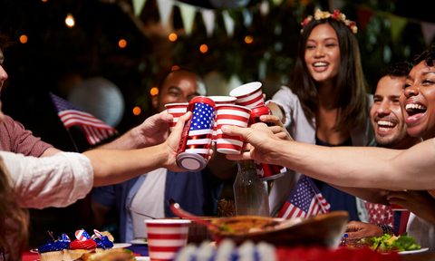 Friends making a toast to celebrate 4th of July holiday