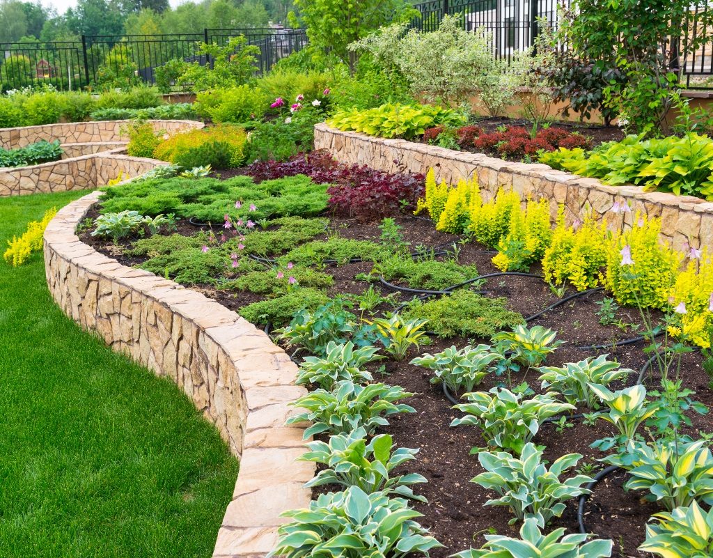 landscaping stacked flower beds