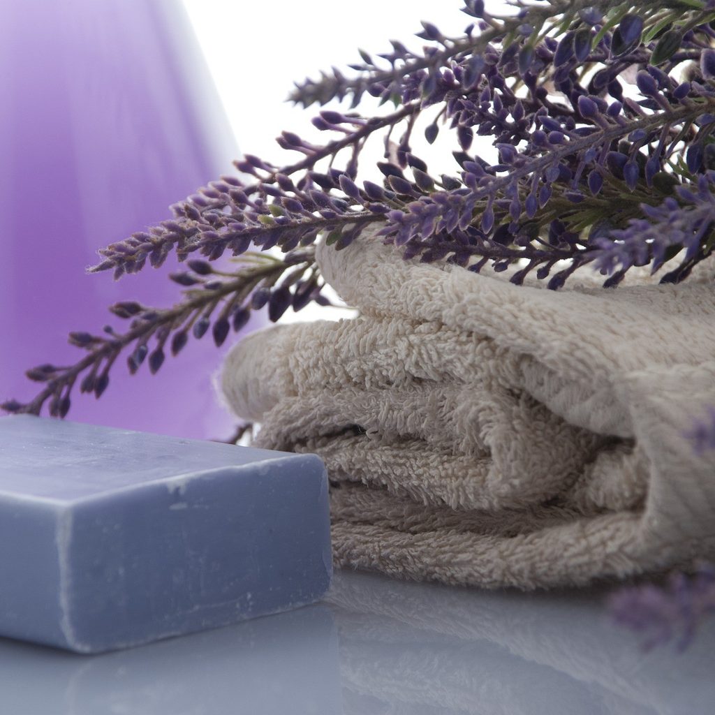 lavender sprigs with soap