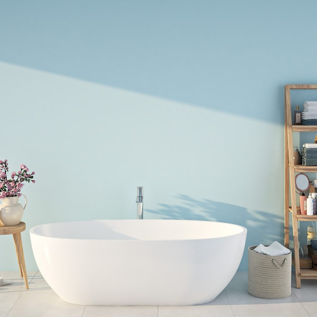 light blue bathroom
