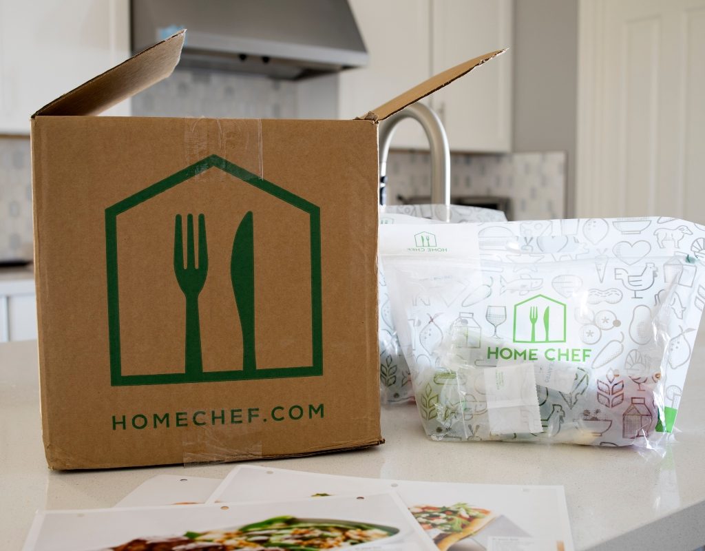 meal subscription box on kitchen counter