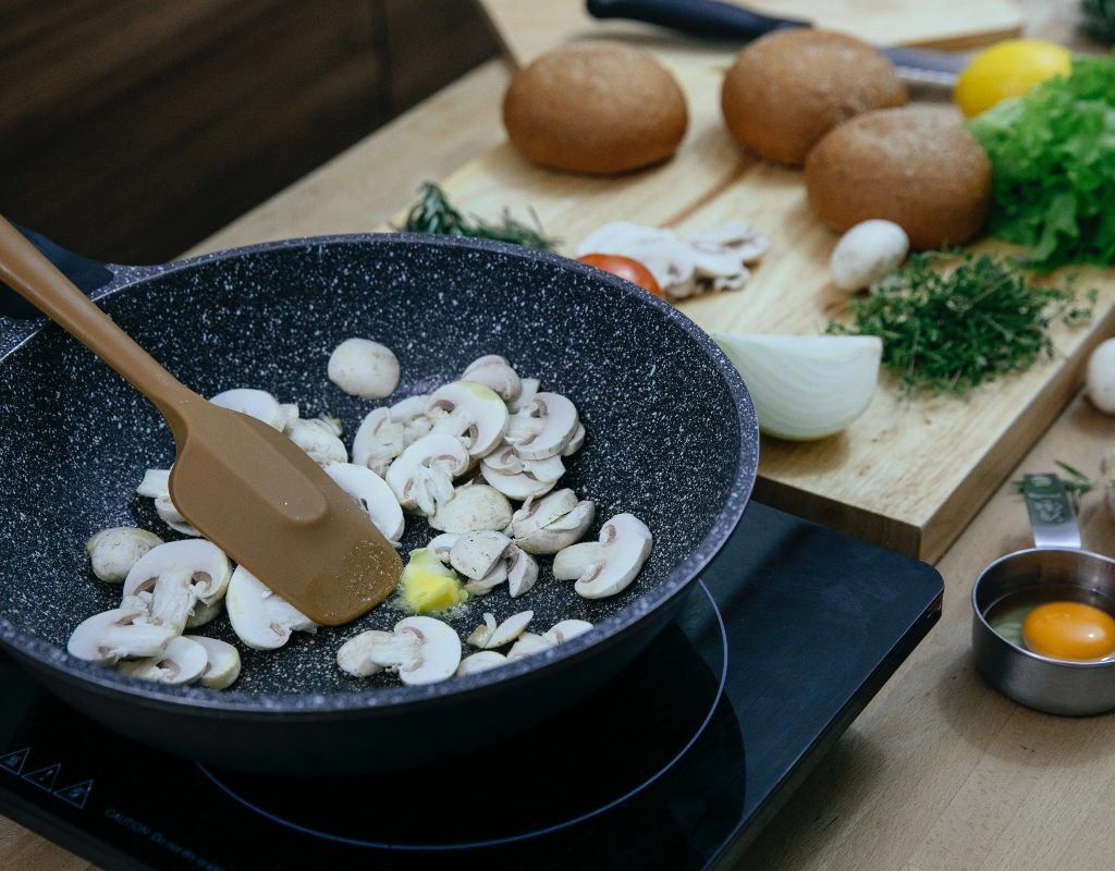 non stick cooking pan in kitchen