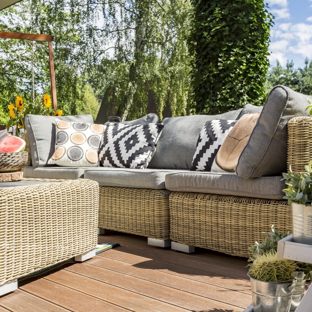 outdoor furniture on a deck