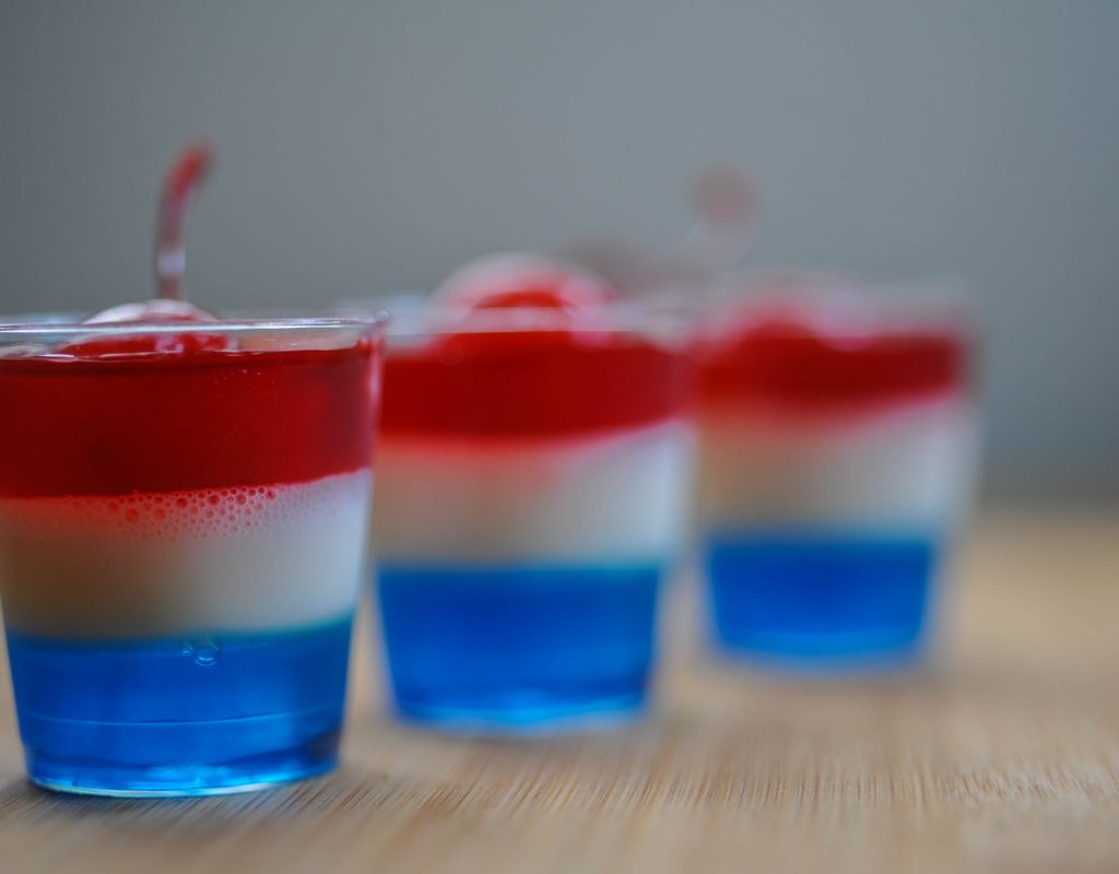 Patriotic color jello shots