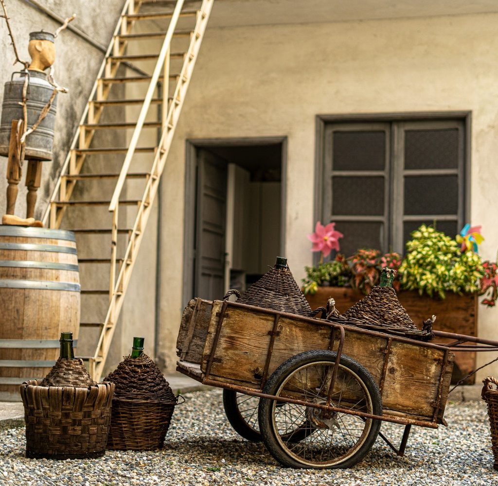 Rustic setup outside a building.