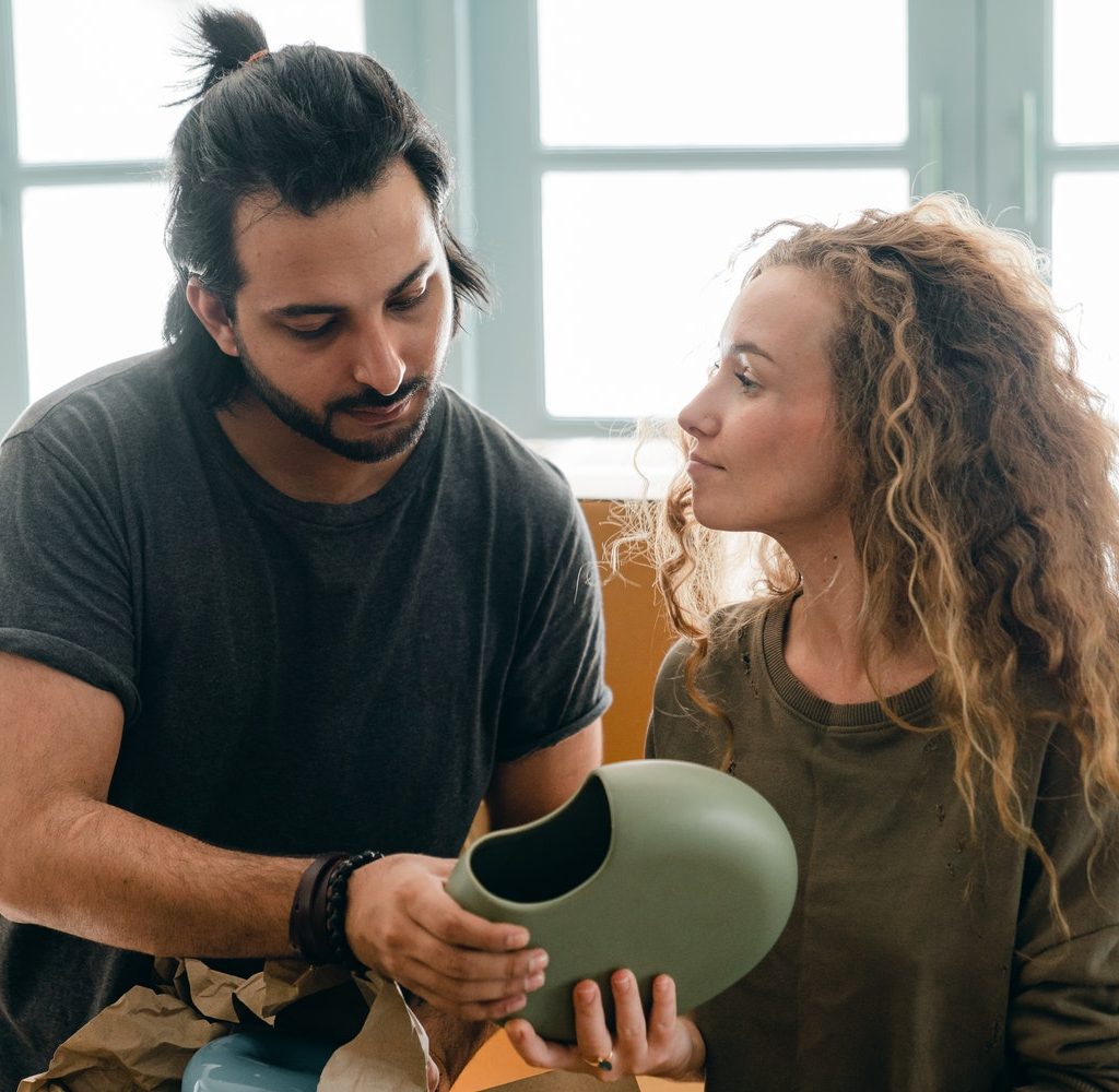 A couple is deciding what to do with an item in their house