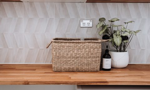 A snapshot at a clean and lovely laundry room.