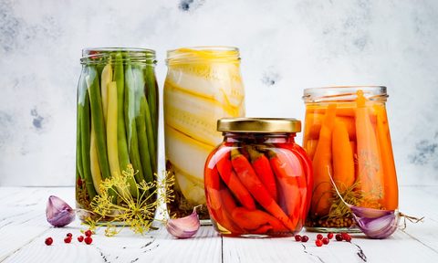 pickling vegetables in canning jars