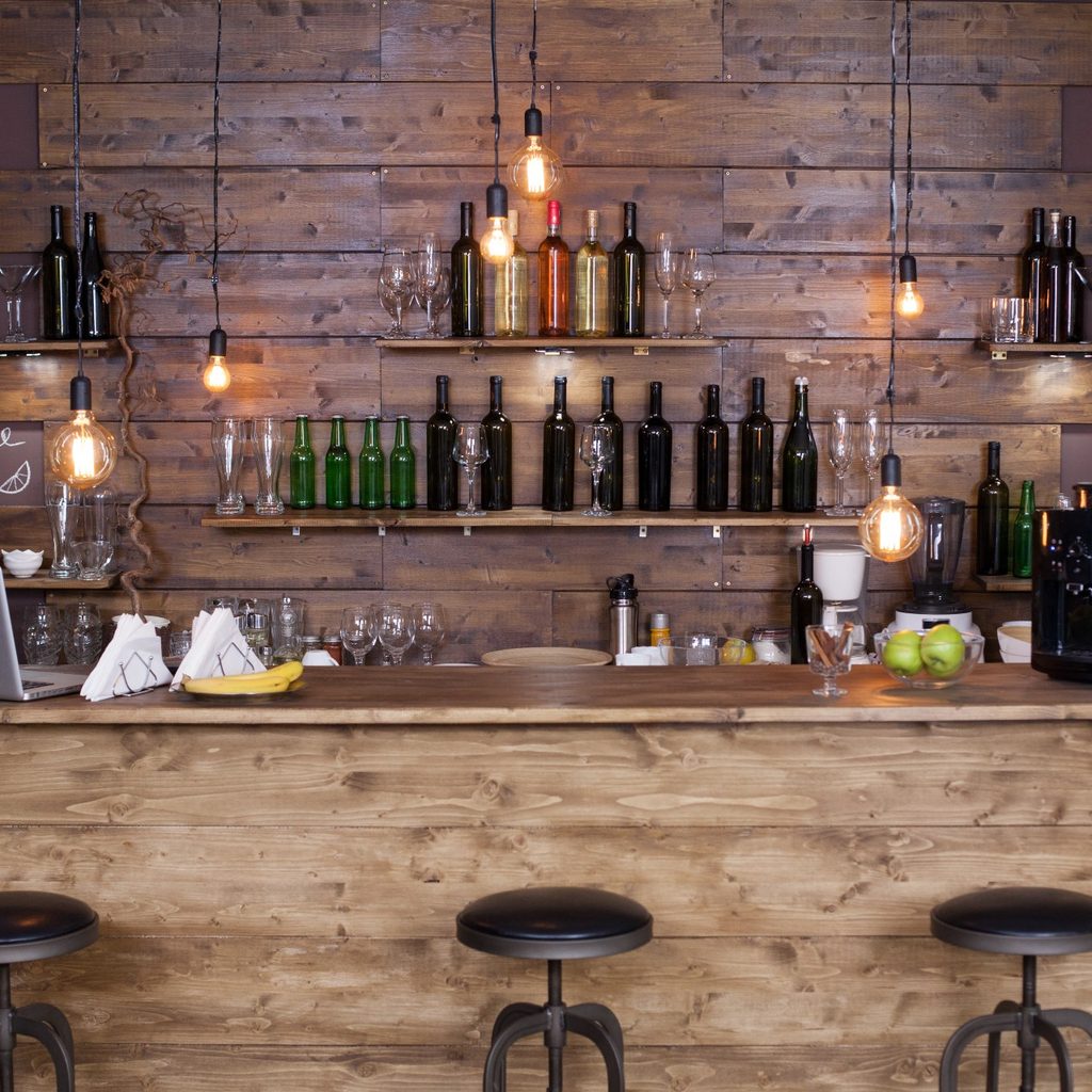 Rustic wood bar