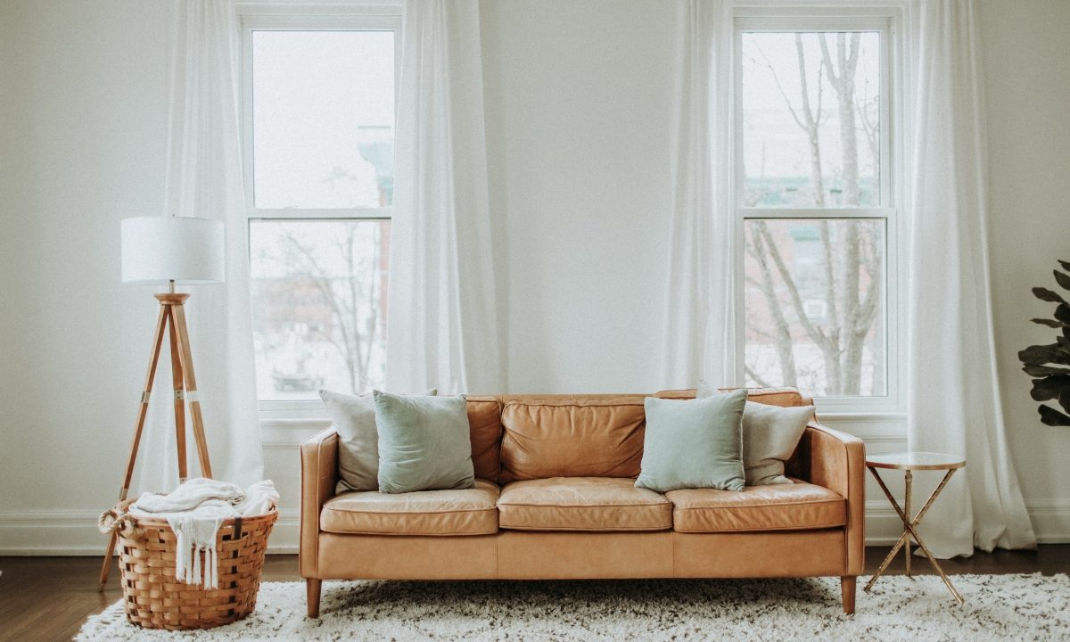 Leather couch in living a room